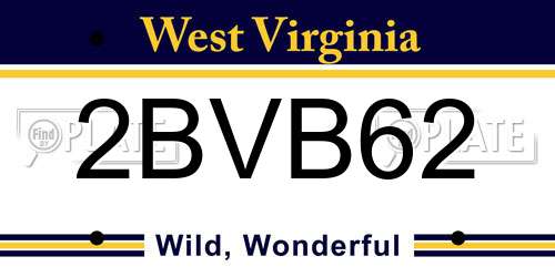2BVB62 West Virginia License Plate