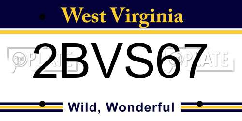 2BVS67 West Virginia License Plate