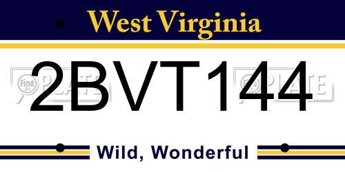 2BVT144 West Virginia License Plate