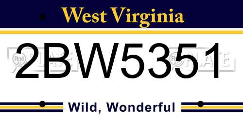 2BW5351 West Virginia License Plate