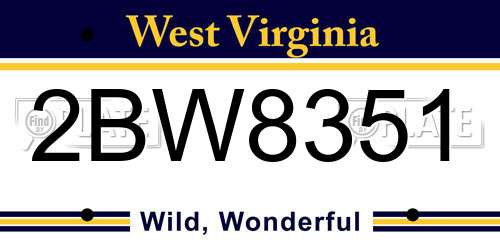 2BW8351 West Virginia License Plate