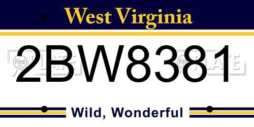 2BW8381 West Virginia License Plate