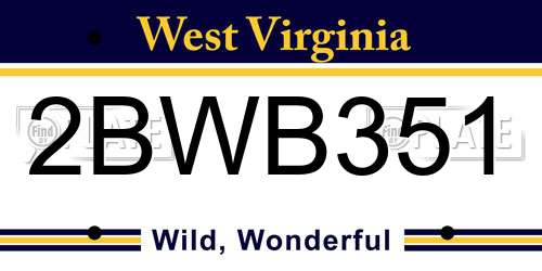 2BWB351 West Virginia License Plate