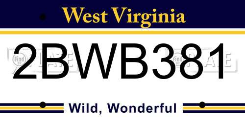 2BWB381 West Virginia License Plate