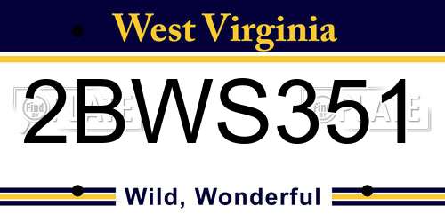 2BWS351 West Virginia License Plate