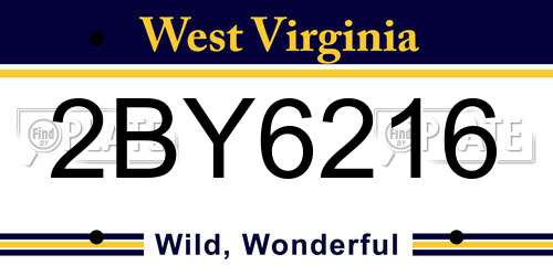 2BY6216 West Virginia License Plate