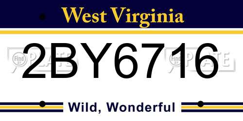 2BY6716 West Virginia License Plate