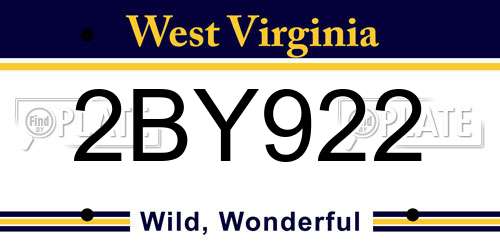 2BY922 West Virginia License Plate