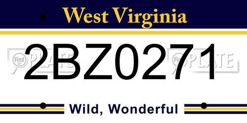 2BZ0271 West Virginia License Plate