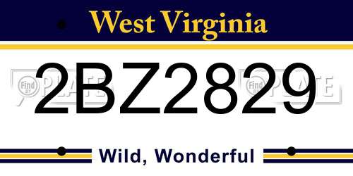 2BZ2829 West Virginia License Plate