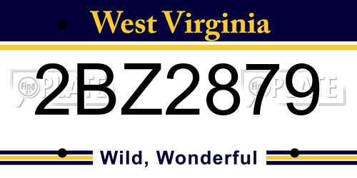 2BZ2879 West Virginia License Plate