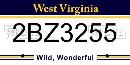 2BZ3255 West Virginia License Plate
