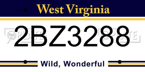 2BZ3288 West Virginia License Plate
