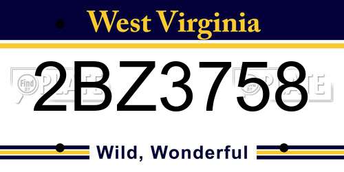 2BZ3758 West Virginia License Plate