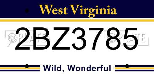 2BZ3785 West Virginia License Plate