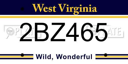 2BZ465 West Virginia License Plate
