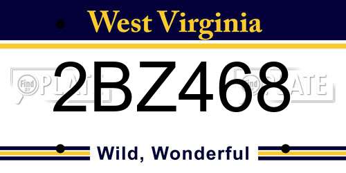 2BZ468 West Virginia License Plate