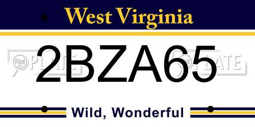 2BZA65 West Virginia License Plate