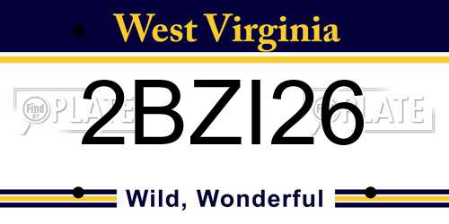 2BZI26 West Virginia License Plate