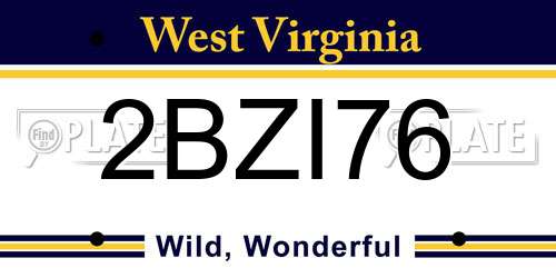 2BZI76 West Virginia License Plate