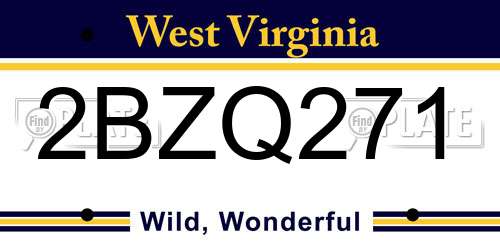 2BZQ271 West Virginia License Plate