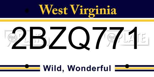 2BZQ771 West Virginia License Plate
