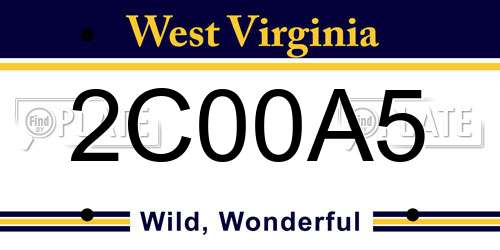 2C00A5 West Virginia License Plate