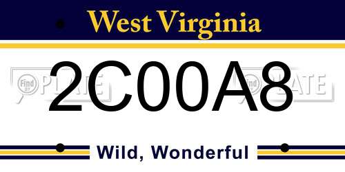 2C00A8 West Virginia License Plate