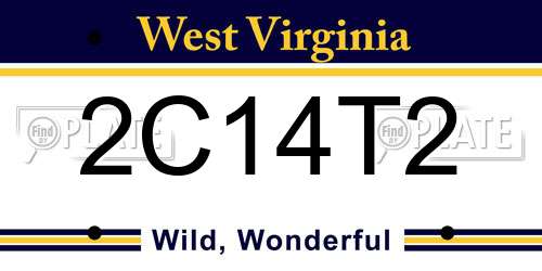 2C14T2 West Virginia License Plate