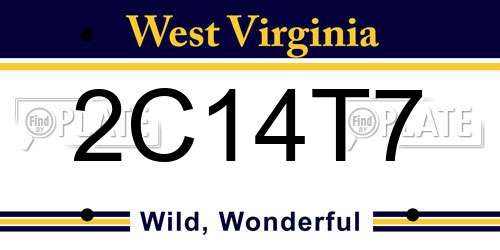 2C14T7 West Virginia License Plate