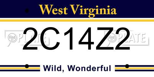 2C14Z2 West Virginia License Plate