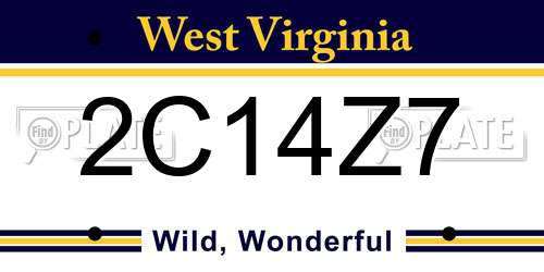 2C14Z7 West Virginia License Plate