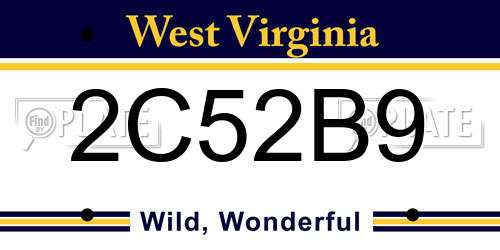 2C52B9 West Virginia License Plate