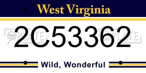 2C53362 West Virginia License Plate