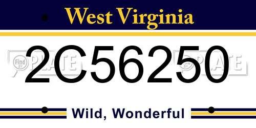 2C56250 West Virginia License Plate
