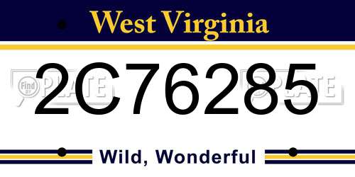 2C76285 West Virginia License Plate