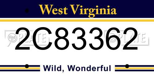 2C83362 West Virginia License Plate