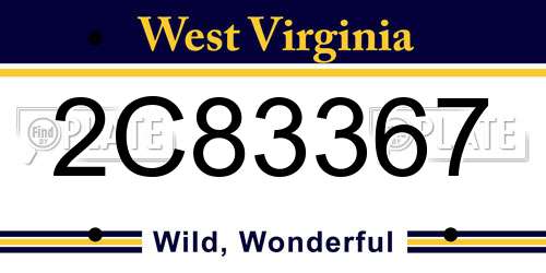 2C83367 West Virginia License Plate