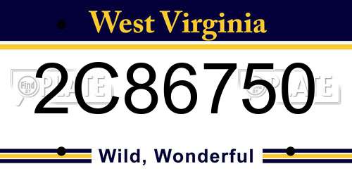 2C86750 West Virginia License Plate