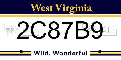 2C87B9 West Virginia License Plate
