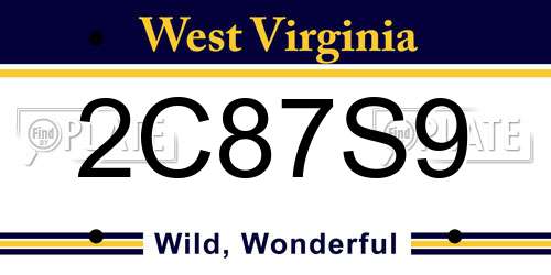 2C87S9 West Virginia License Plate