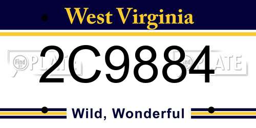 2C9884 West Virginia License Plate