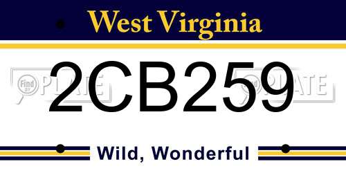 2CB259 West Virginia License Plate