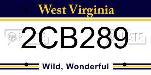 2CB289 West Virginia License Plate