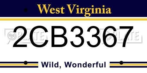 2CB3367 West Virginia License Plate