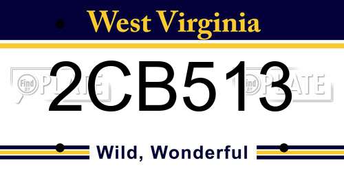 2CB513 West Virginia License Plate