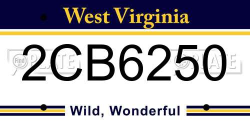 2CB6250 West Virginia License Plate