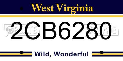 2CB6280 West Virginia License Plate