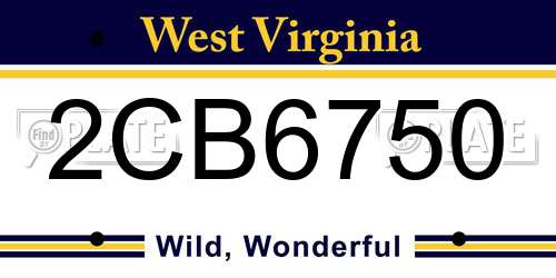 2CB6750 West Virginia License Plate
