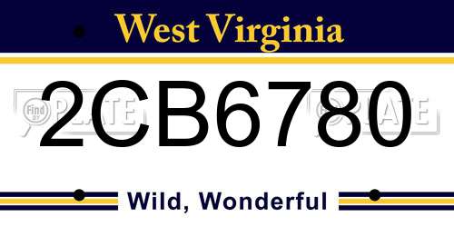 2CB6780 West Virginia License Plate